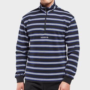 Adidas Half-Zip Striped Pullover Sweater
